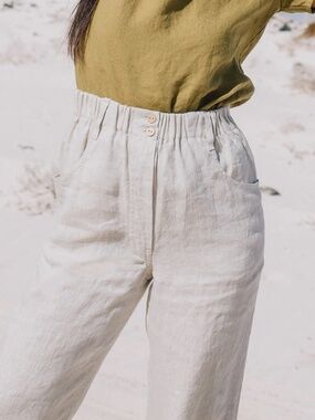 notPERFECTLINEN Natural Linen High-Waist Trousers